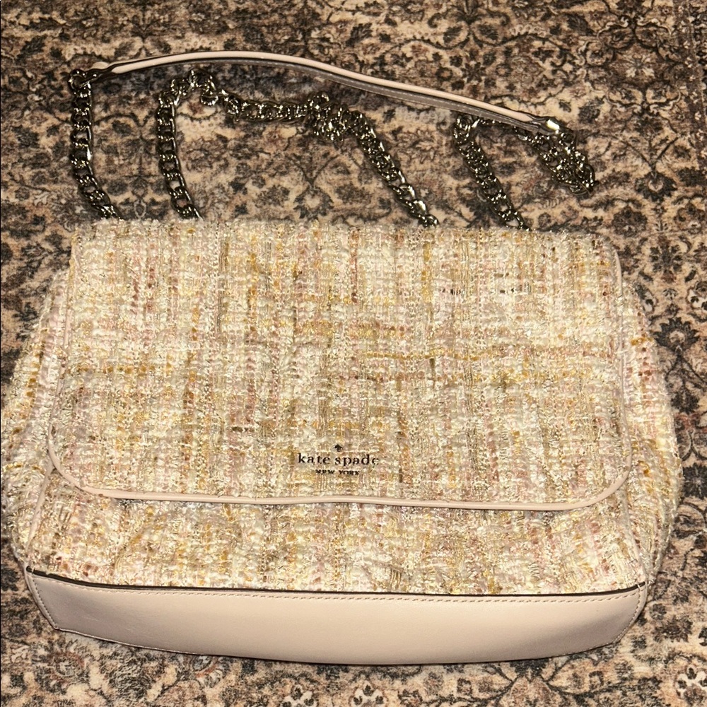 Kate Spade Beige Tweed Shoulder Bag